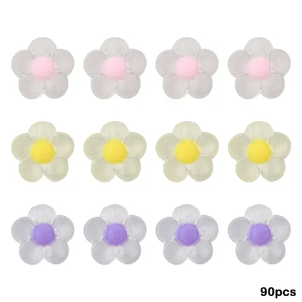 90Pcs 3 Colors Transparent Acrylic Beads