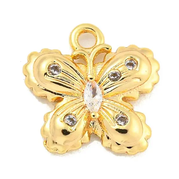 Brass Micro Pave Clear Cubic Zirconia Pendants