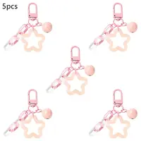 5Pcs Transparent Luminous Acrylic Star & Brass Bell & Oval Link Pendant Decorations