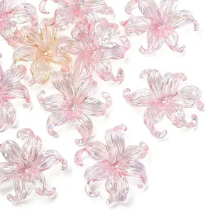 10Pcs UV Plating Iridescent Plastic Beads Caps