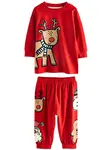 Next Pyžamo 'Single Xmas'  svetlohnedá / červená / čierna / biela