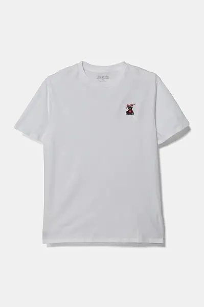 Dětské bavlněné tričko Guess bílá barva, s aplikací, L5RI33 I3Z14