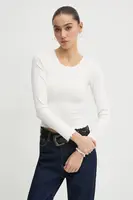 Tričko s dlouhým rukávem Tommy Jeans béžová barva, DW0DW20277