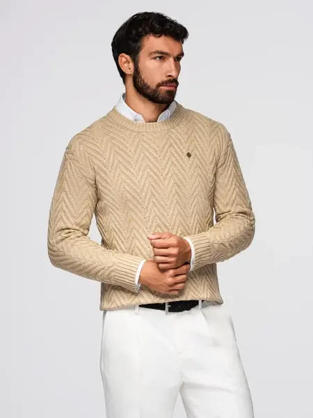 Ombre Men's zigzag knit sweater - sand
