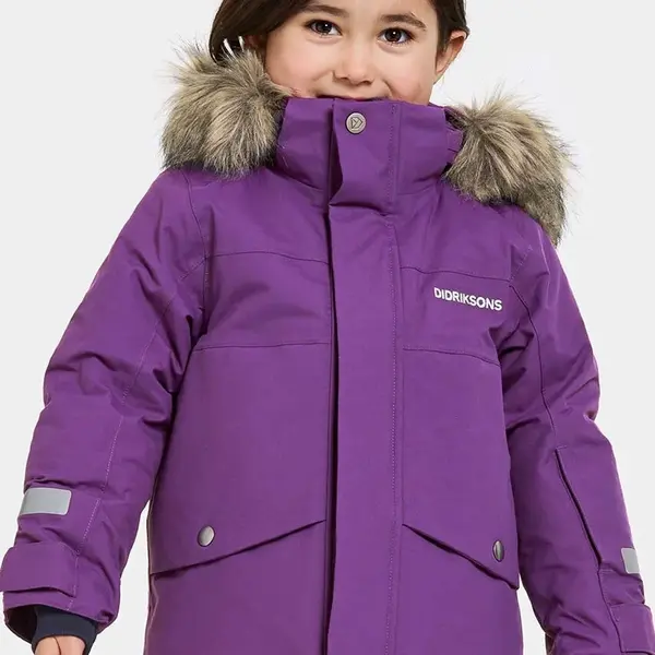 Dětská bunda Didriksons BJÄRVEN KIDS PARKA fialová barva, 505470