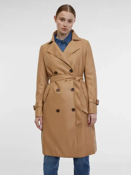 Béžový dámsky koženkový trenčkot ORSAY