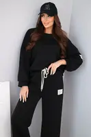 Kesi Włoski Dámská souprava máslo mikina + kalhoty černý