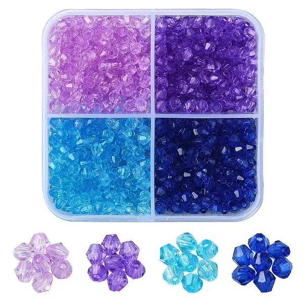 1200Pcs 4 Colors Transparent Acrylic Beads