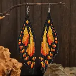 Bohemian Style Handmade Glass Seed Beads Butterfly Wing Tassel Stud Earrings