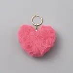 Heart Polyester Rabbit Hair Pendant Keychain