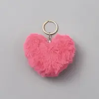 Heart Polyester Rabbit Hair Pendant Keychain