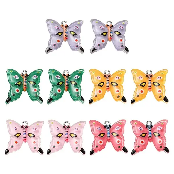 10Pcs 5 Colors Translucent Resin Pendants