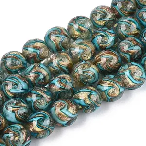 Handmade Gold Sand Lampwork Beads Strands