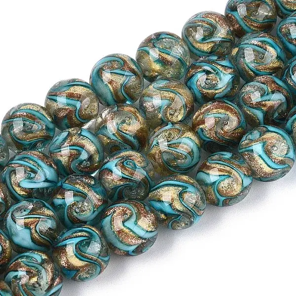Handmade Gold Sand Lampwork Beads Strands