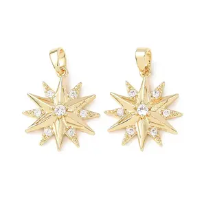 Brass Micro Pave Clear Cubic Zirconia Pendants