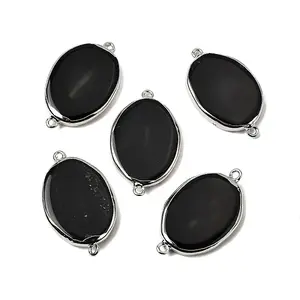 Natural Agate(Dyed & Heated) Oval Links Connector Charms