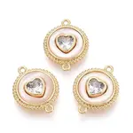 Brass Pave Clear Cubic Zirconia with Shell Connector Charms