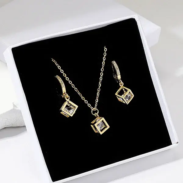 Cube 304 Stainless Steel Jewerly Set