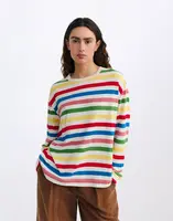 Tričko Thinking MU Emily Multicolor Striped Long Sleeve T-Shirt STRIPES
