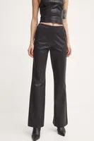 Kalhoty s příměsí vlny Diesel P-OLARIS černá barva, zvony, high waist, A13987.0IPAA
