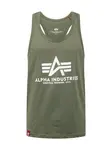 ALPHA INDUSTRIES Tričko  zelená / biela