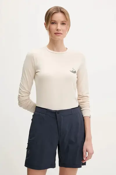 Sportovní tričko s dlouhým rukávem Viking Escalante béžová barva