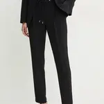 Kalhoty BOSS dámské, černá barva, jednoduché, high waist, 50490039