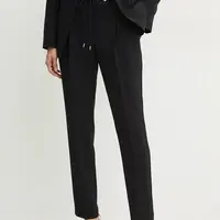 Kalhoty BOSS dámské, černá barva, jednoduché, high waist, 50490039