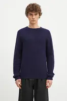 Vlněný svetr Norse Projects Birnir Brushed Lambswool pánský, tmavomodrá barva, hřejivý, N45.0520.7004