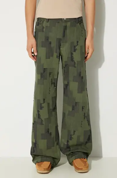 Džíny Marcelo Burlon AOP Cross Wide Pants pánské, CMCA187F24FAB0025810