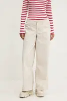 Kalhoty Hollister Co. dámské, béžová barva, jednoduché, high waist, KI356-4179