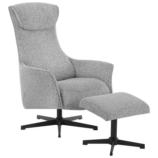 Welnova RELAXAČNÍ KŘESLO S TABURETEM, textil, šedobéžová