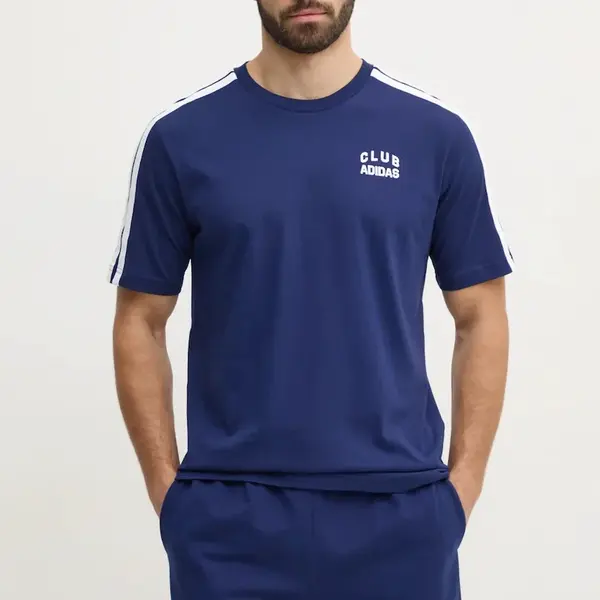 Bavlněné tričko adidas M C COLLE Collegiate tmavomodrá barva, s aplikací, JJ1608