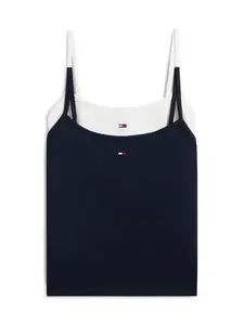 Tommy Jeans Top 'ESSENTIAL'  námornícka modrá / biela