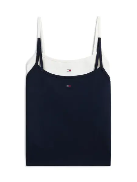 Tommy Jeans Top 'ESSENTIAL'  námornícka modrá / biela