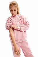 Dětská bavlněná mikina Desigual růžová barva, s aplikací