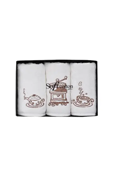 Kuchyňské utěrky COFFEE, 3 ks Bílá