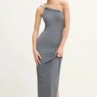 Šaty Rick Owens Lilies šedá barva, midi, LI02D5534CVI