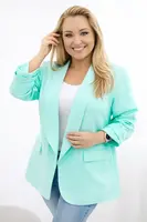 Elegantní dámský sako Plus Size ve světlém mátovém odstínu