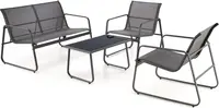 HALMAR Zahradní set CONOR šedý, kovový – pohovka, 2 křesla, stolek