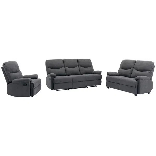 P & B SEDACÍ SOUPRAVA 3+2+1, textil, šedá