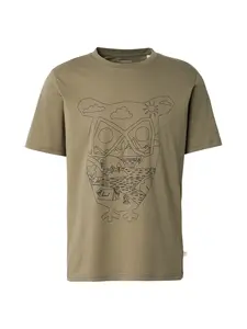KnowledgeCotton Apparel Tričko  kaki / čierna