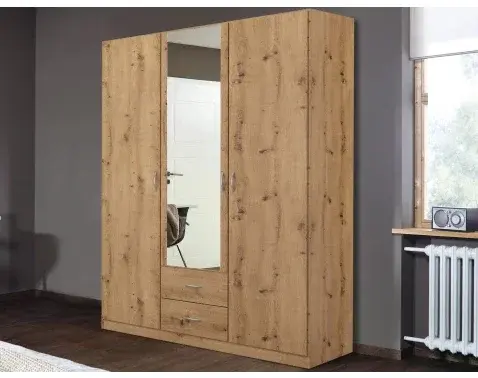 Šatníková skriňa so zrkadlom Case, 136 cm, dub artisan%