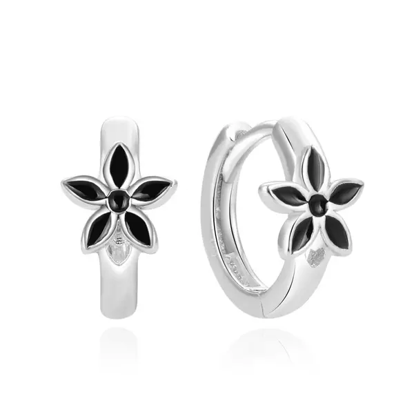 Beneto Hravé kruhové náušnice kytičky AGUC856L