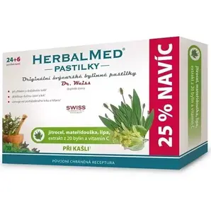 HerbalMed pastilky Dr.Weiss jitrocel mateřídouška lípa vitamin C 24+6ks