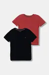 Dětské bavlněné tričko Tommy Hilfiger 2-pack červená barva, UK0UK00073