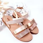Boto Dětské Lesklé Sandály Růžové Zlato Natalie