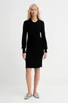Šaty s příměsí vlny Twinset černá barva, mini, 252TT3343