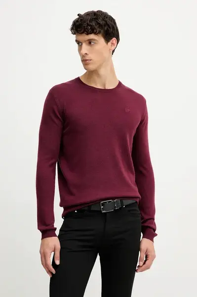 Vlněný svetr Karl Lagerfeld pánský, vínová barva, 554399.655000