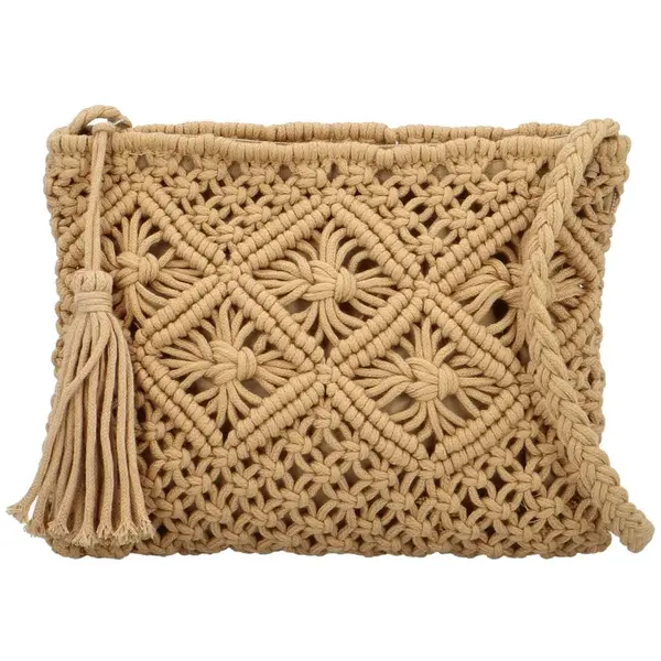 Módní dámská pletená crossbody kabelka Afrodita, béžová